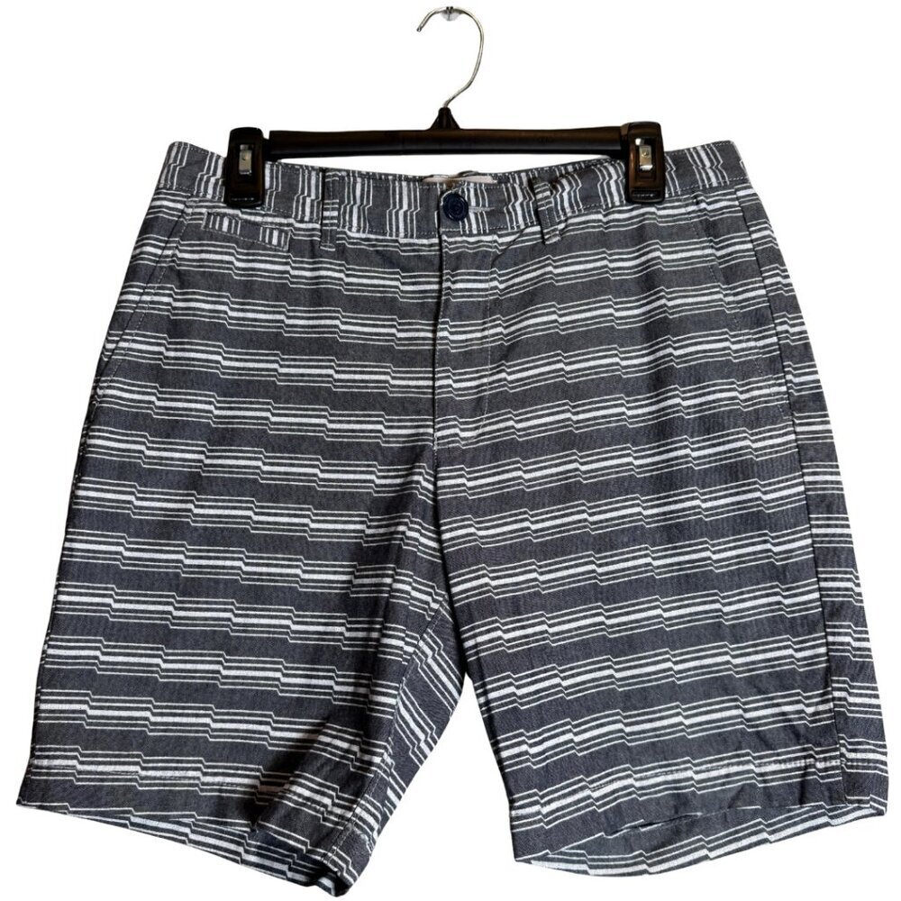 Original Penguin Striped Chino Shorts Men's 31 Gray Preppy Golf Outdoor 7.5"